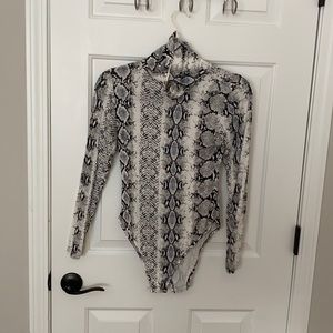 Snakeskin turtleneck bodysuit